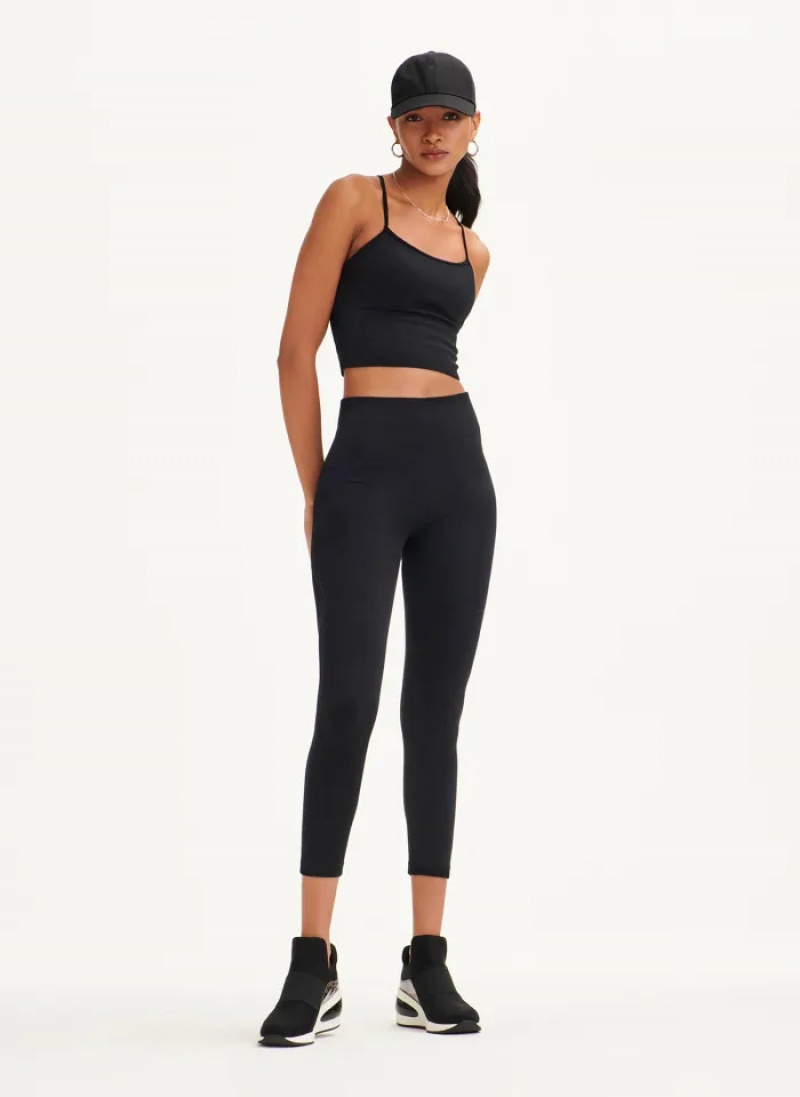 Black Women's Dkny Rib Knit High Waisted Seamless Leggings | 1278ZOYLV