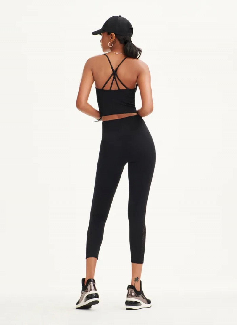 Black Women's Dkny Rib Knit High Waisted Seamless Leggings | 1278ZOYLV