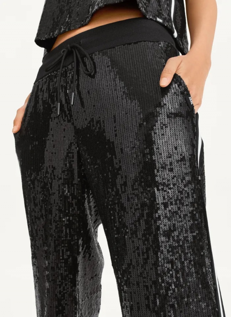 Black Women's Dkny Sequin Track Pants | 0976FQGHB