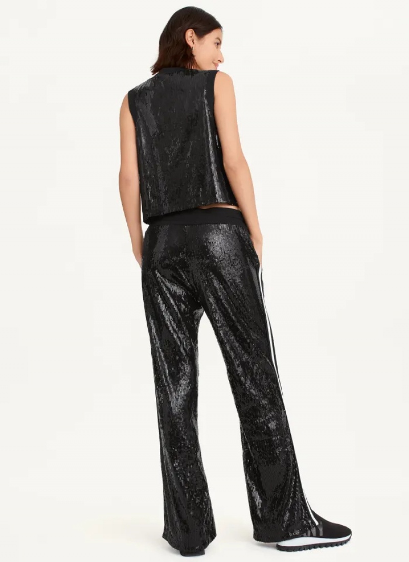 Black Women's Dkny Sequin Track Pants | 0976FQGHB