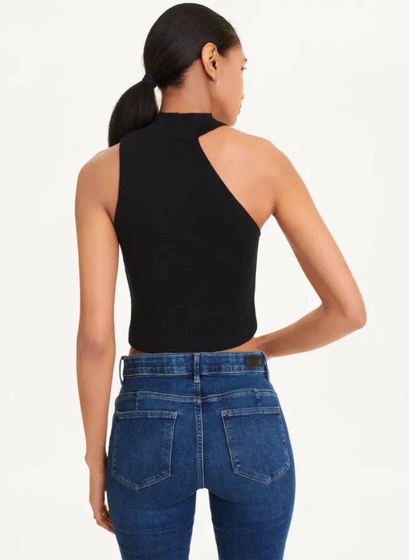 Black Women's Dkny Sleeveless Mock Neck Sweaters | 4752UQIWC