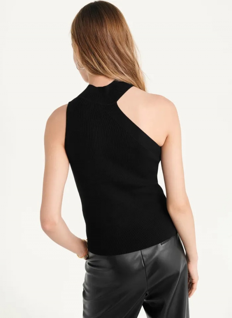 Black Women's Dkny Sleeveless Mock Neck Sweaters | 4752UQIWC