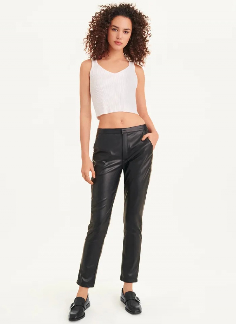 Black Women's Dkny Slim Faux Leather Pants | 9148MCZTO