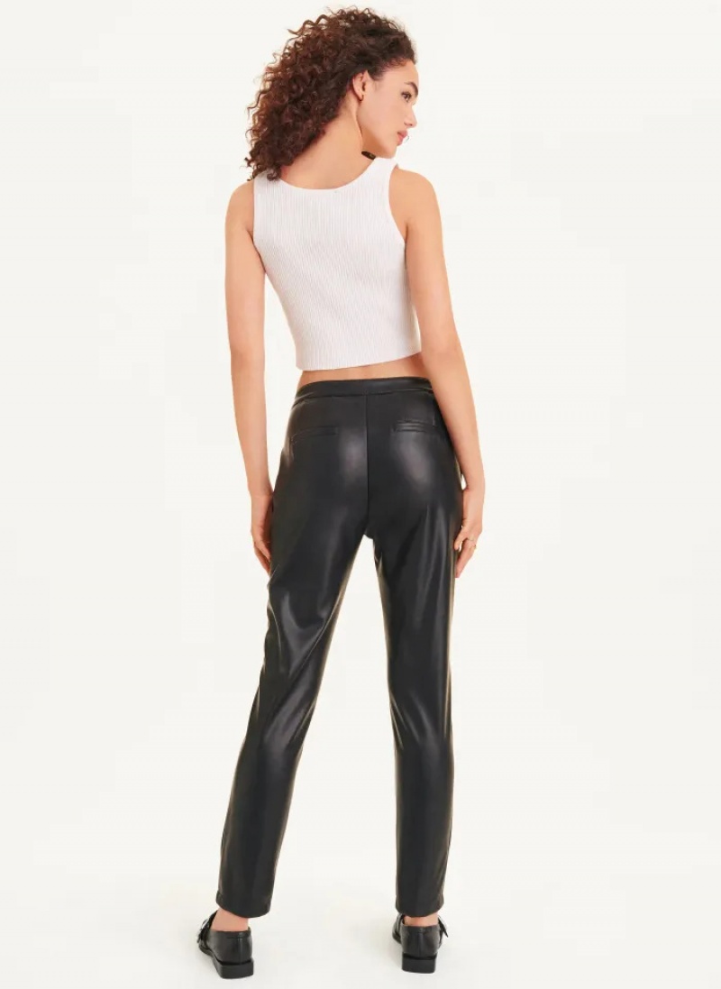 Black Women's Dkny Slim Faux Leather Pants | 9148MCZTO