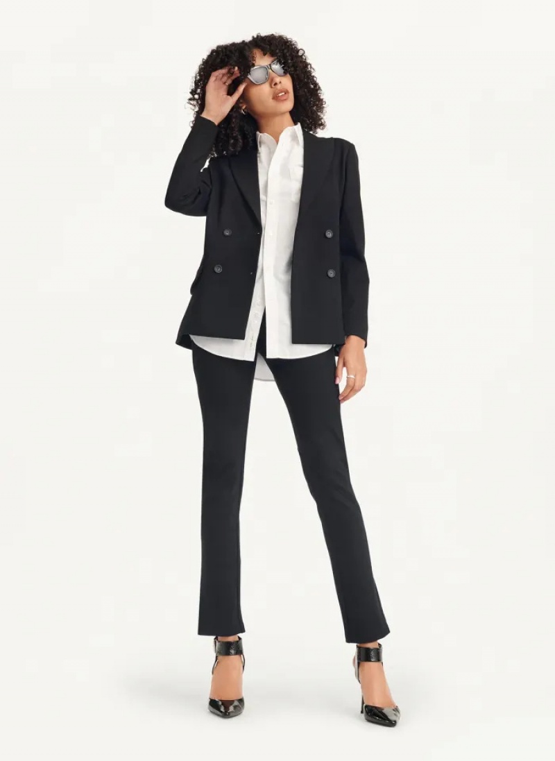 Black Women's Dkny Slim Seamed & Side Slit Pants | 3741ENGCF