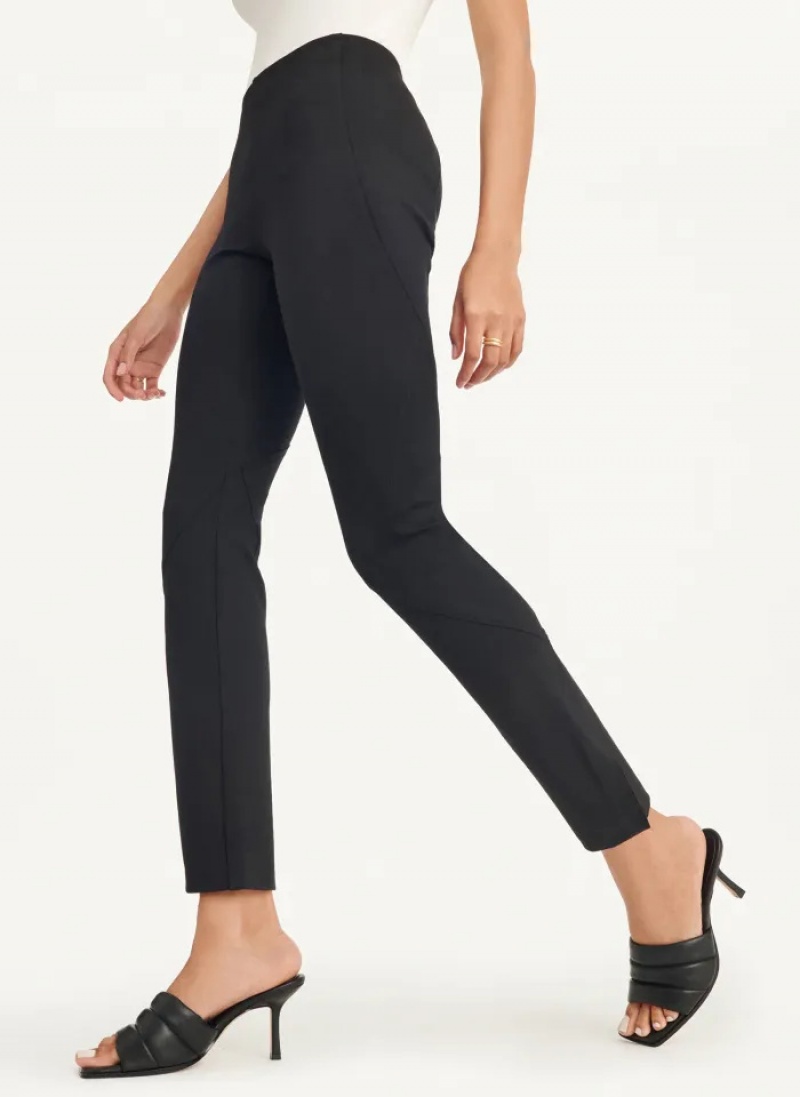 Black Women's Dkny Slim Seamed & Side Slit Pants | 3741ENGCF