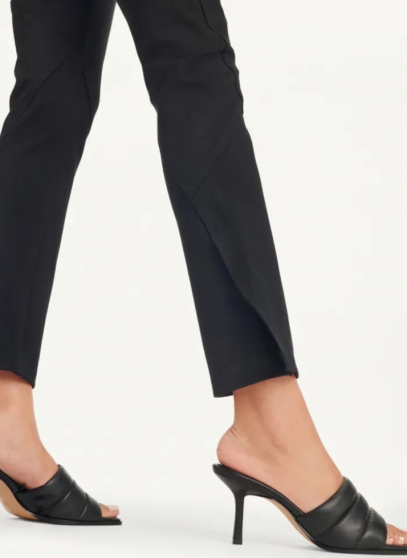 Black Women's Dkny Slim Seamed & Side Slit Pants | 3741ENGCF