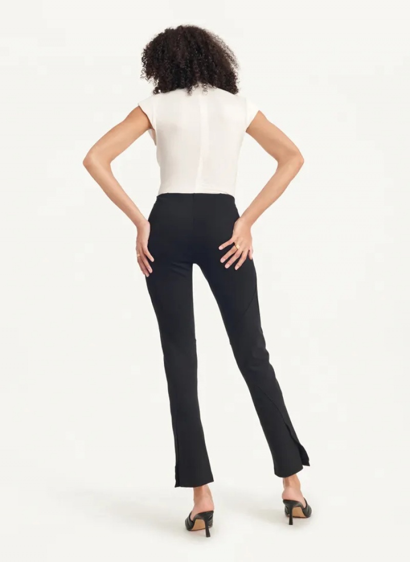 Black Women's Dkny Slim Seamed & Side Slit Pants | 3741ENGCF