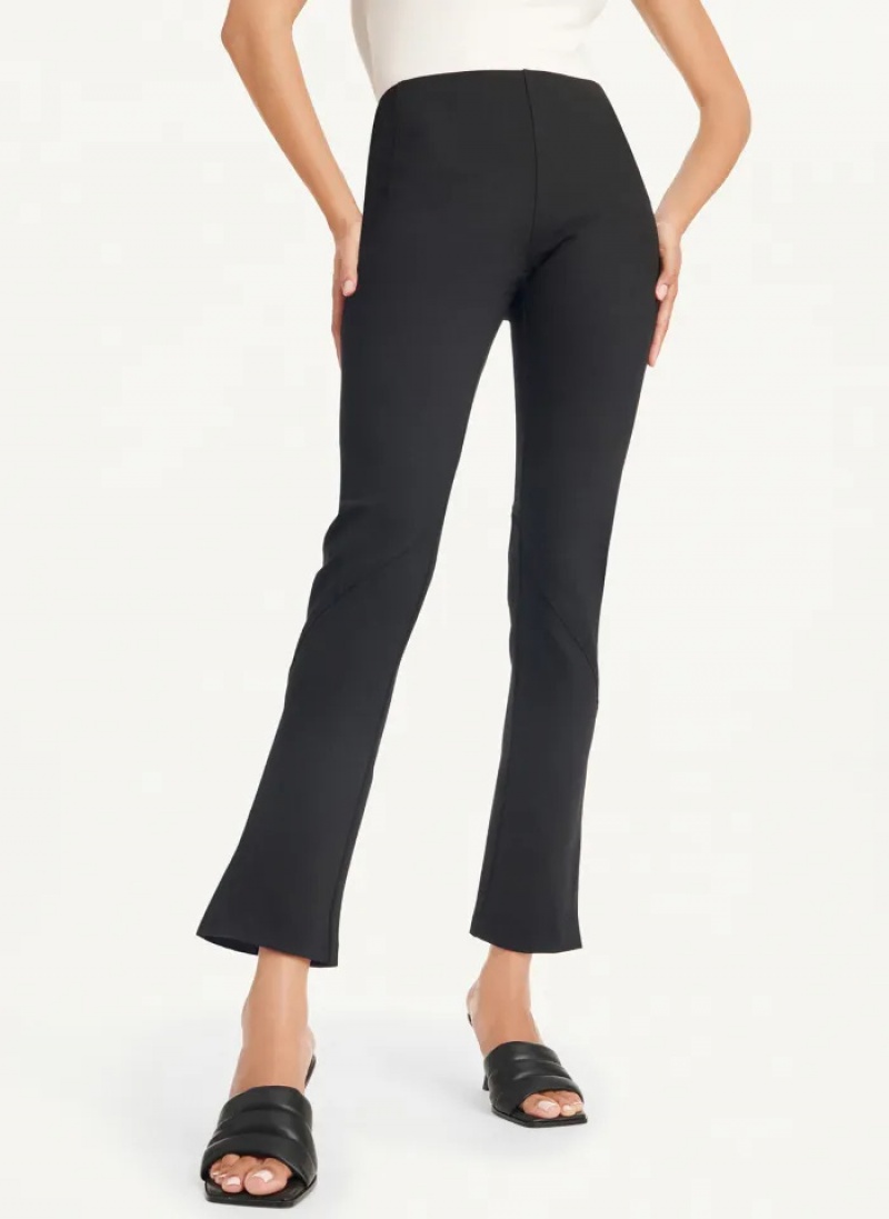 Black Women\'s Dkny Slim Seamed & Side Slit Pants | 3741ENGCF