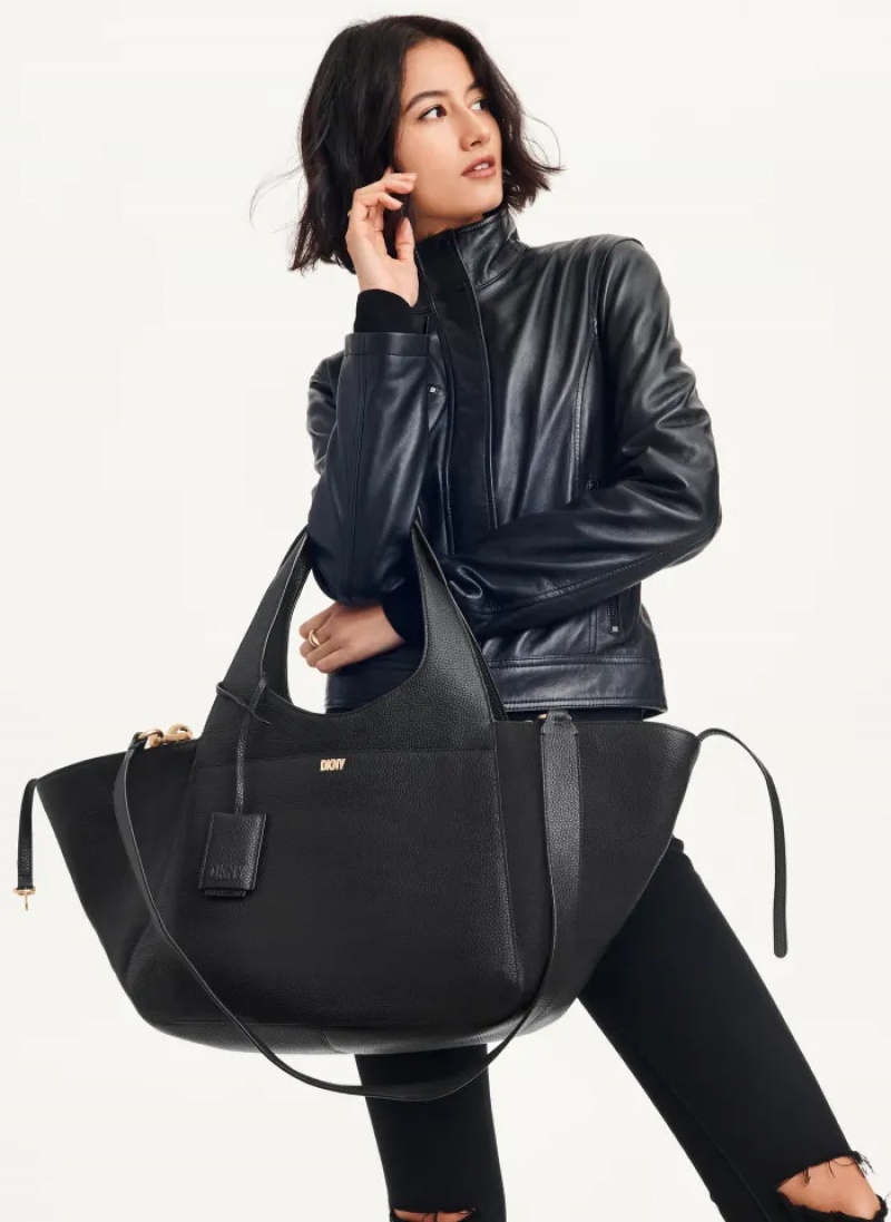 Black Women's Dkny The Large Effortless Tote Bags | 9764DATES