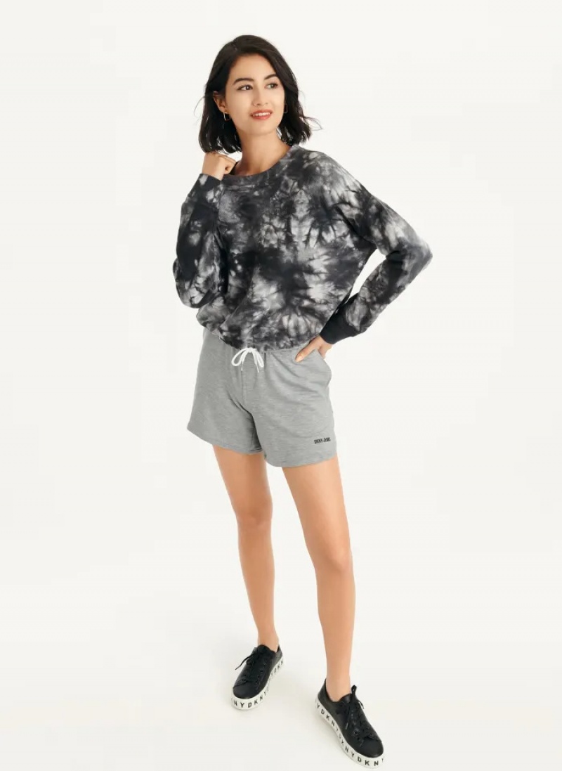 Black Women's Dkny Tie Dye Crew Neck Pullover | 5047QVTFR