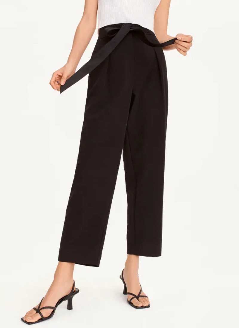 Black Women\'s Dkny Twill Cropped Pants | 5290GJUZL