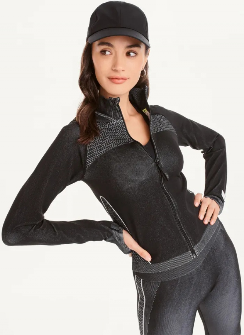 Black Women's Dkny Two-Tone Seamless Hoodie | 0912CHSLW