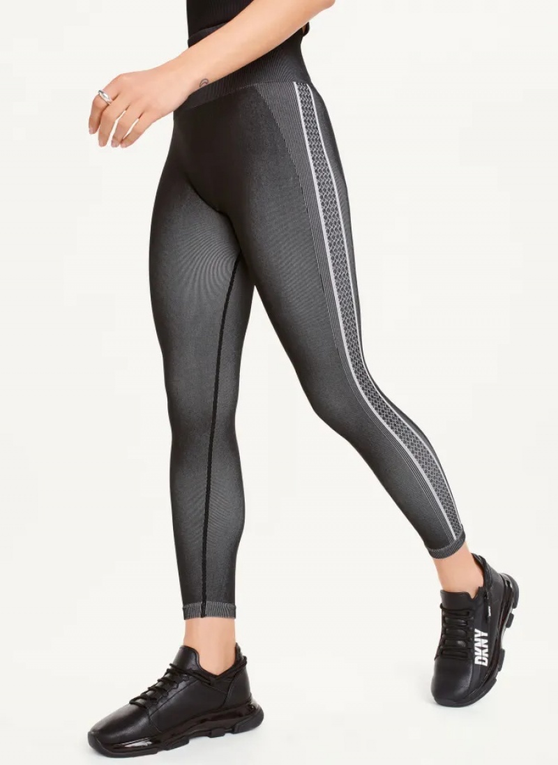 Black Women's Dkny Two-Tone Seamless Leggings | 8031CWQSH