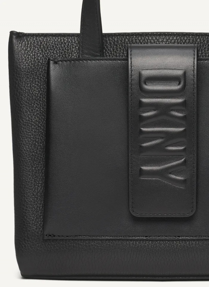 Black Women's Dkny Uptown Exotic Leather Small Tote Bags | 9627VFHAT