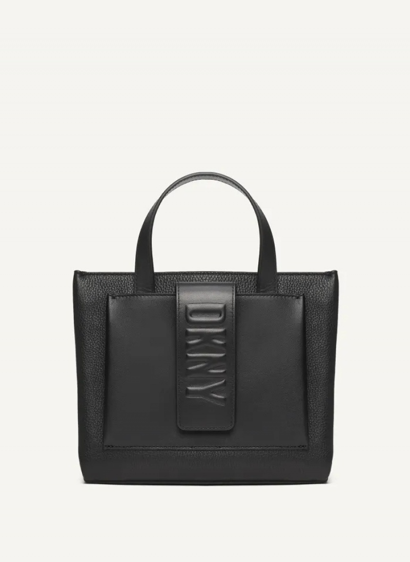 Black Women\'s Dkny Uptown Exotic Leather Small Tote Bags | 9627VFHAT