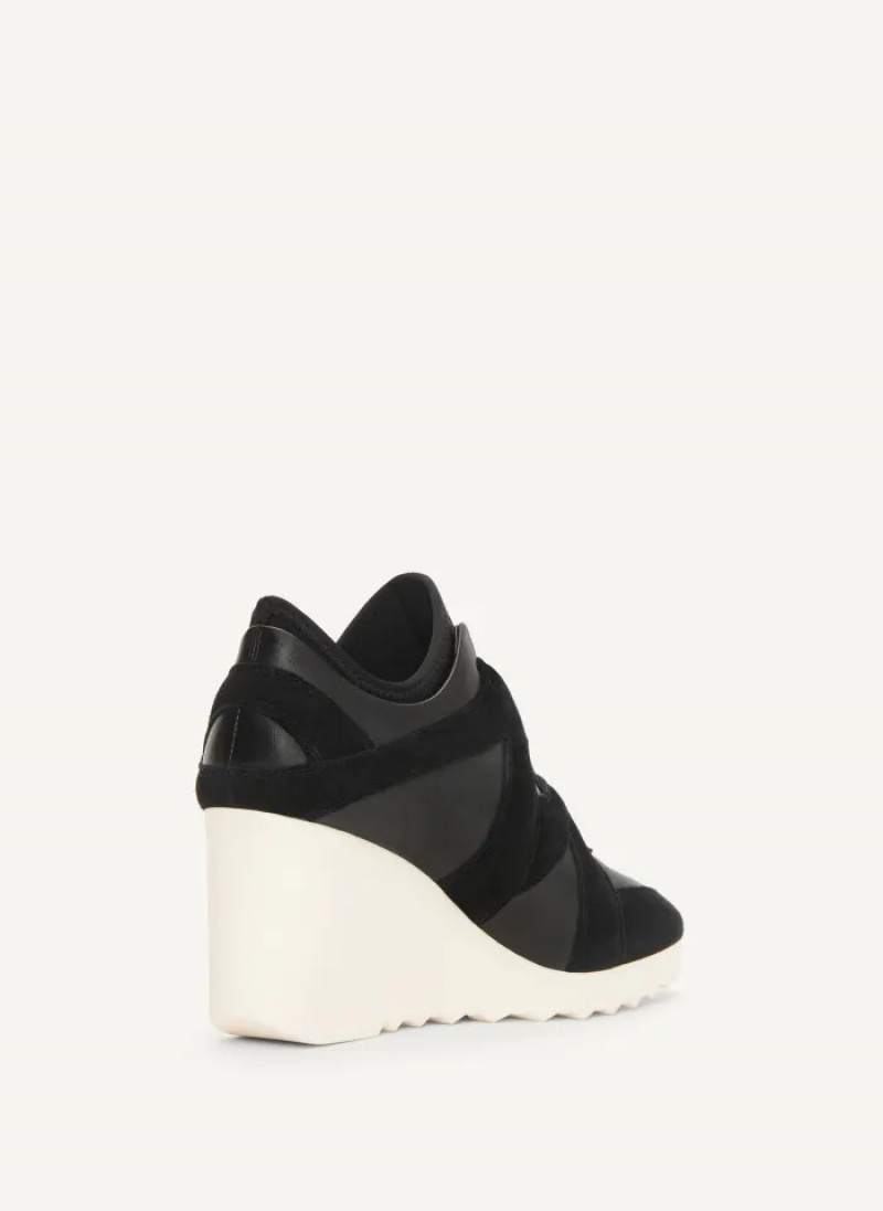 Black Women's Dkny Velcro Wedge Sneakers | 0645QWUIF