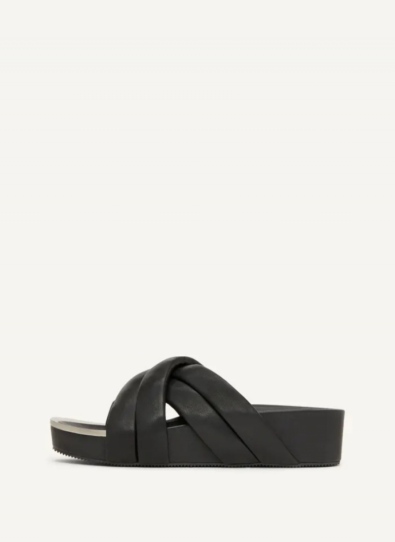 Black Women\'s Dkny Vienna Puffy Strap Sandals | 6984EAWZY