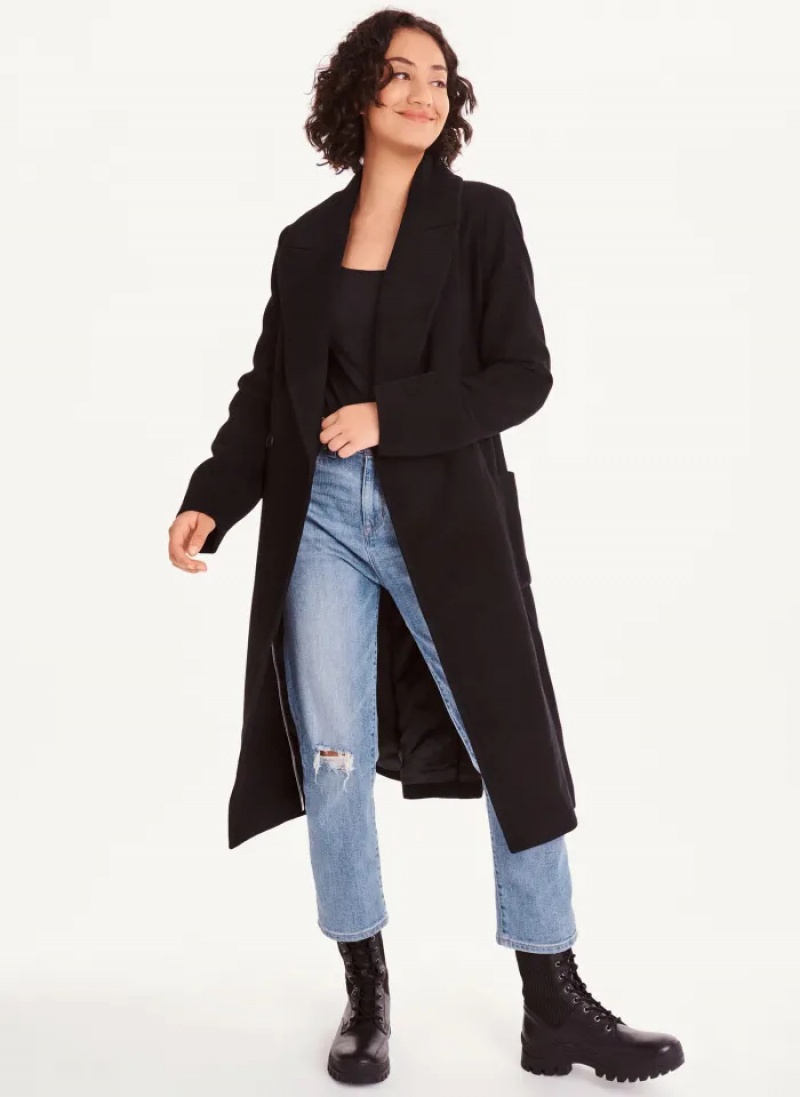 Black Women's Dkny Wool Wrap Coats | 9543JGDZR