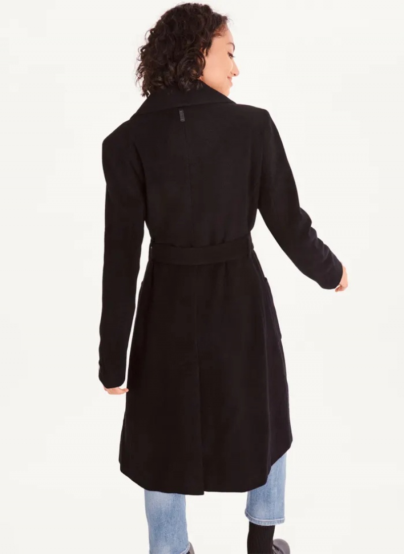 Black Women's Dkny Wool Wrap Coats | 9543JGDZR