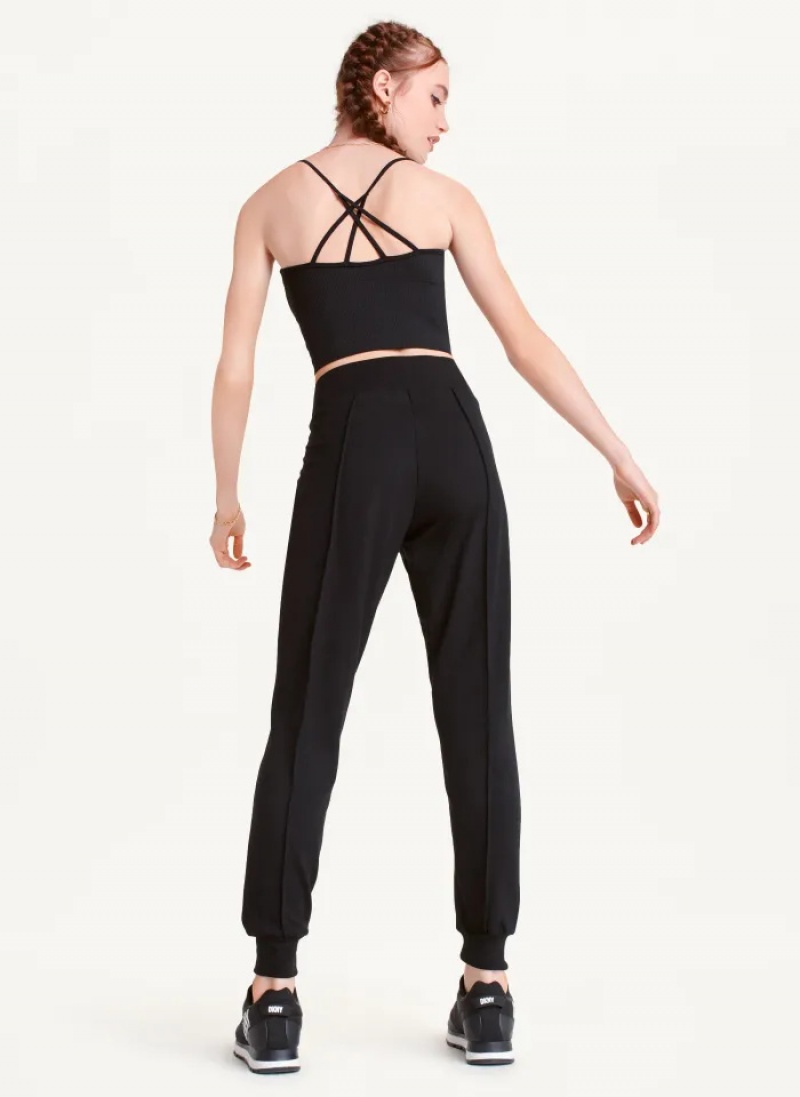 Black Women's Dkny Yoga Terry Pintuck Jogger Pants | 5471PICFK