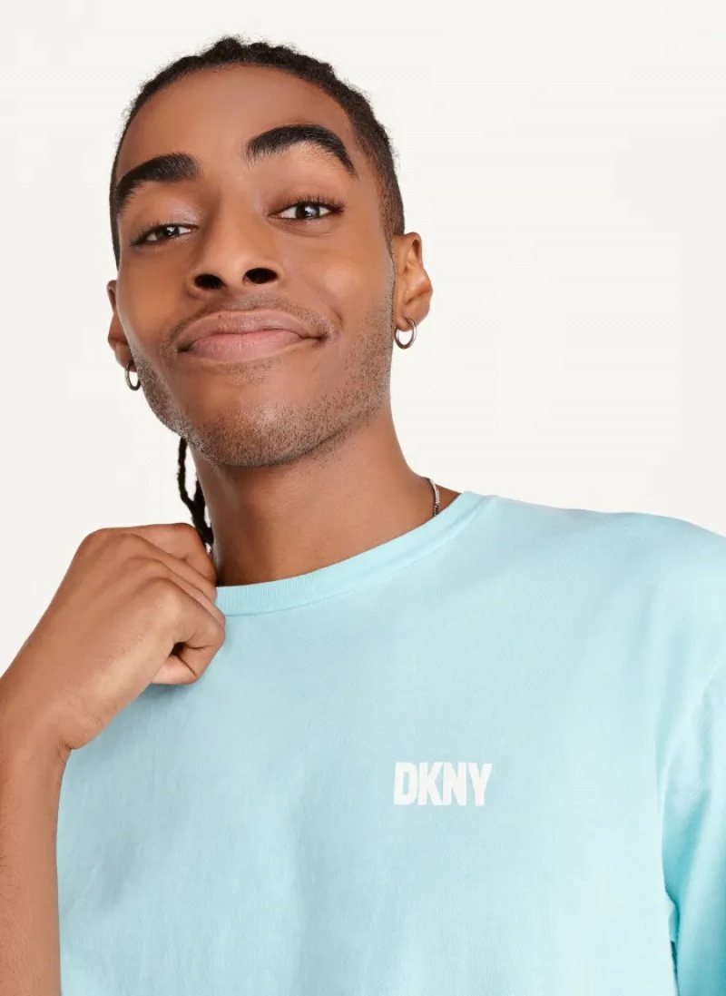 Blue Men's Dkny Cold Pigment Dyed T Shirts | 4207QFGZU