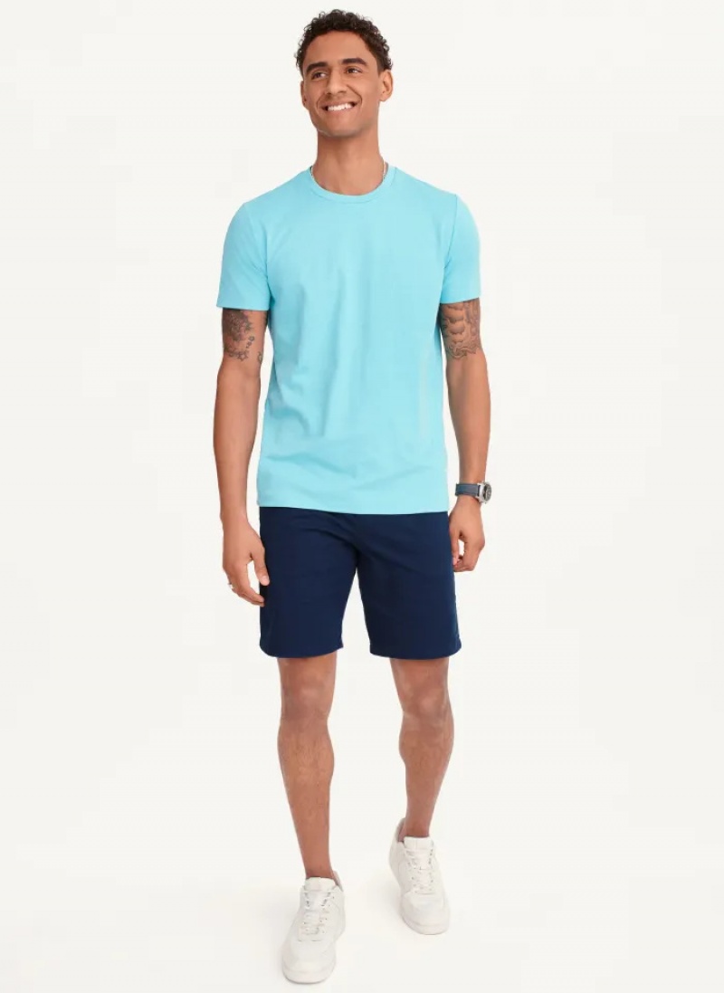 Blue Men's Dkny Cotton Poly Pique T Shirts | 2537CRHMQ