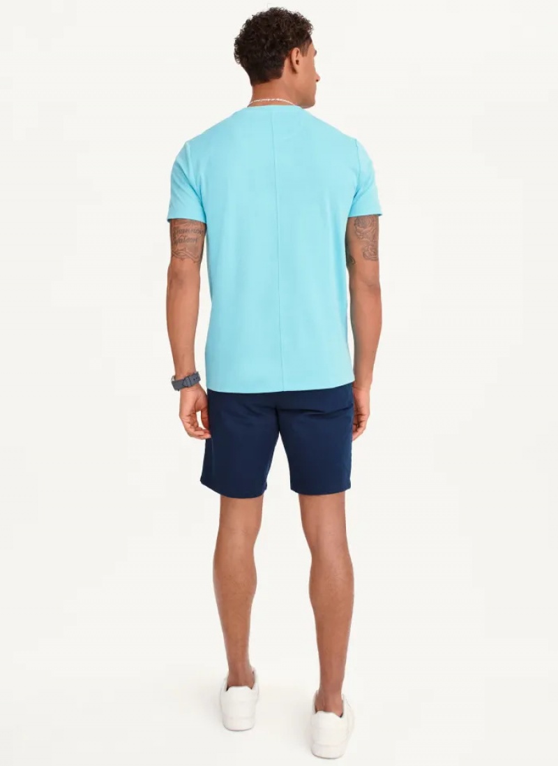 Blue Men's Dkny Cotton Poly Pique T Shirts | 2537CRHMQ