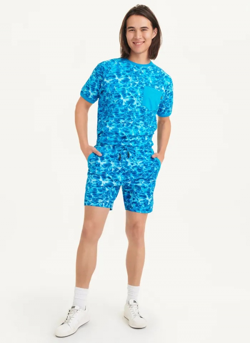 Blue Men's Dkny Water Reflection Print Shorts | 8245MODIS