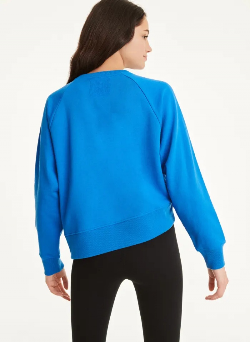 Blue Women's Dkny Cotton Jersey Asymmetrical Sweaters | 0384XHILS