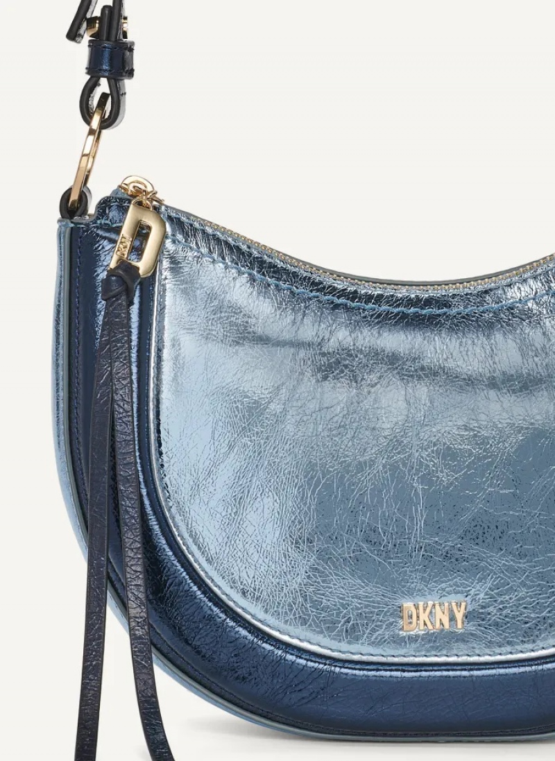 Blue Women's Dkny Metro Metallic Shoulder Bag | 3592VKTAI