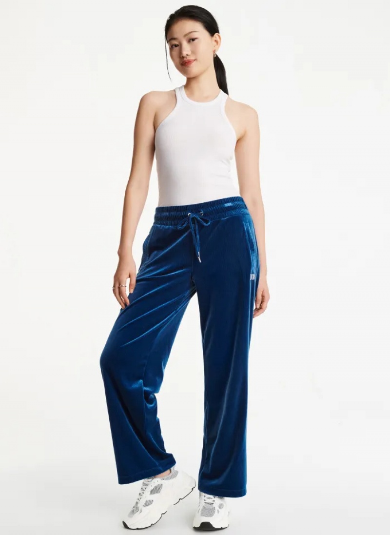 Blue Women's Dkny Platinum Velour Relaxed Jogger Pants | 5674KRXAV