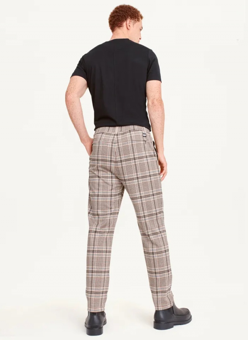 Brown Men's Dkny Plaid Pants | 6751IHGRY