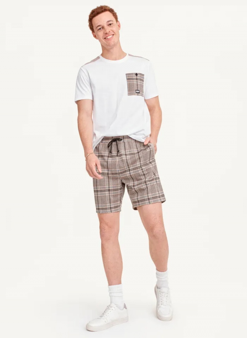 Brown Men's Dkny Plaid Shorts | 2174HEKVA