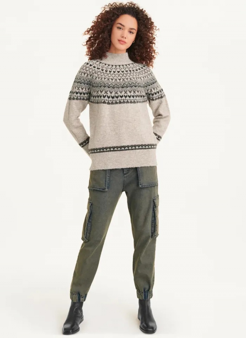 Brown Women's Dkny Fair Isle Sweaters | 5390NAOEY