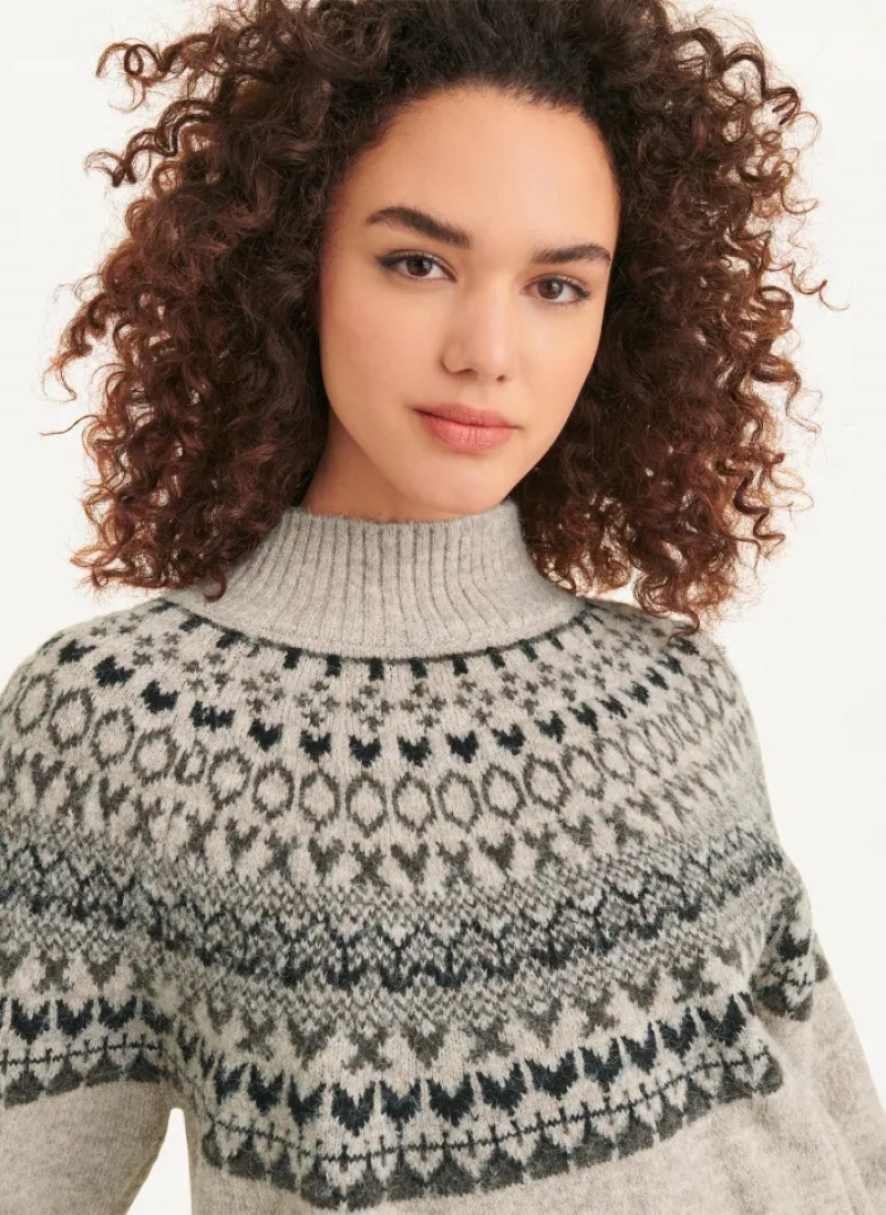 Brown Women's Dkny Fair Isle Sweaters | 5390NAOEY