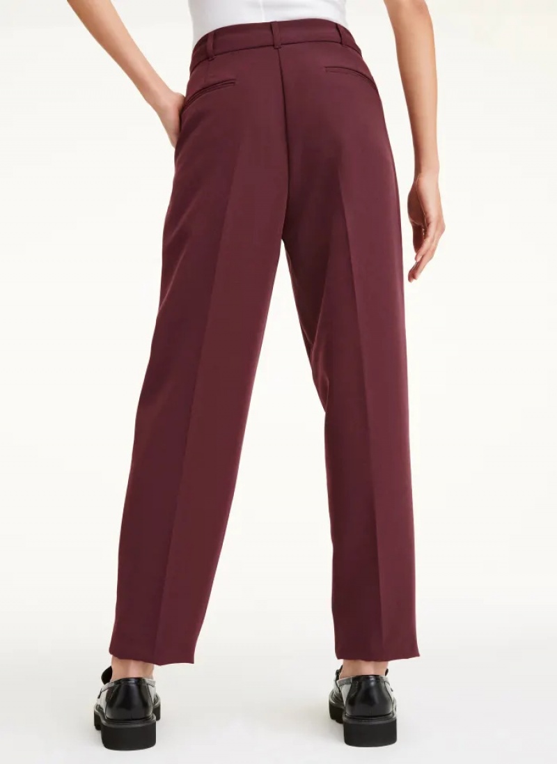 Cabernet Women's Dkny High Rise Pleat Rolled Cuff Pants | 1586QZCWE