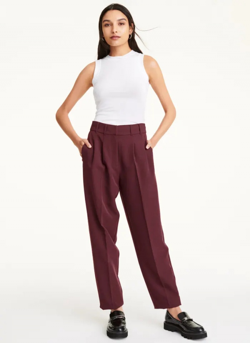 Cabernet Women's Dkny High Rise Pleat Rolled Cuff Pants | 1586QZCWE