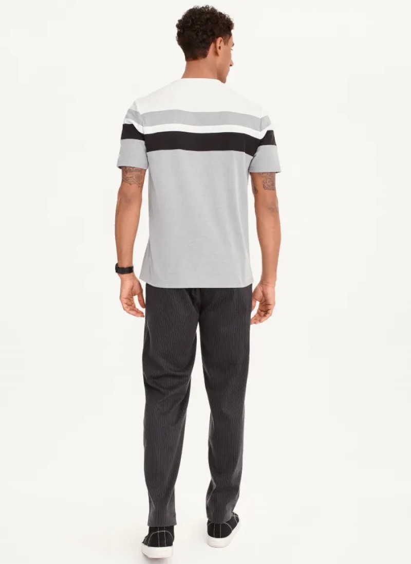 Charcoal Men's Dkny Block Short Sleeve Crewneck T Shirts | 7301DNRYG