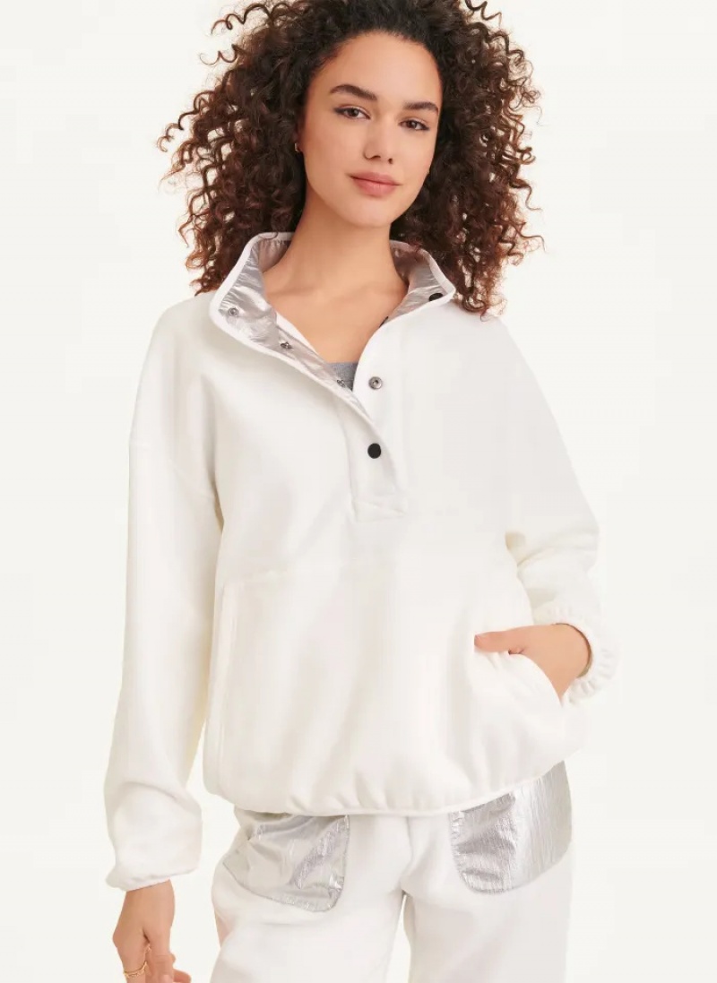 Cream Women's Dkny Reversible Fleece Pullover | 5906APEVD