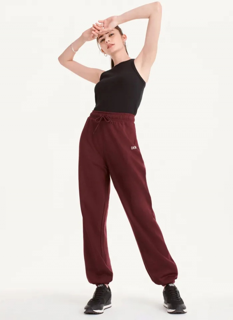 Currant Women's Dkny Metallic Logo Everyday Jogger Pants | 6870FVOUI