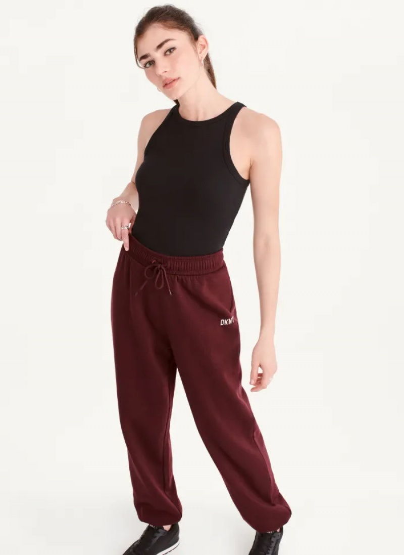 Currant Women's Dkny Metallic Logo Everyday Jogger Pants | 6870FVOUI