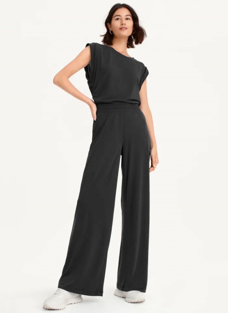 Dark Blue Women's Dkny Relaxed Wide Leg Pants | 3601SOWEJ