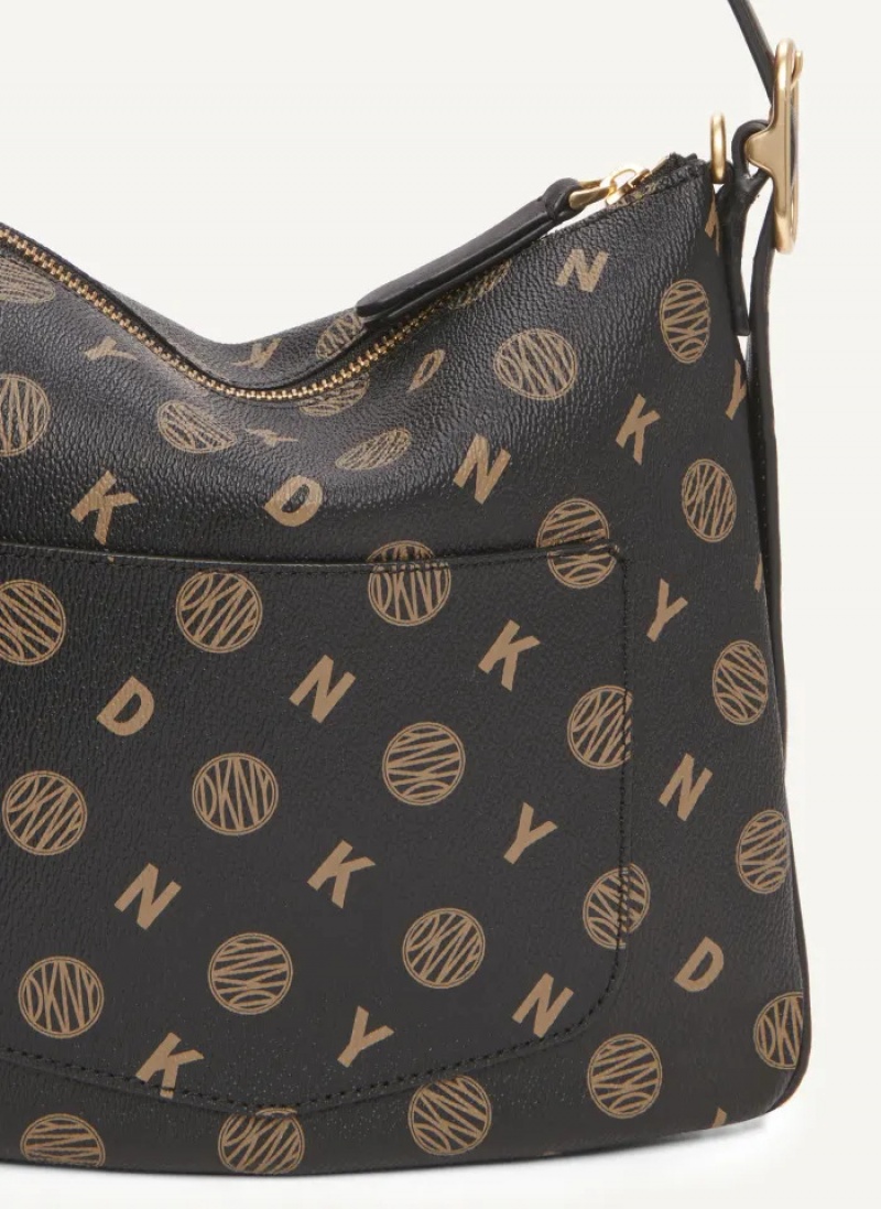 Ebony/Black Women's Dkny The Small Logo Optimist Shoulder Bag | 3706FPHLR