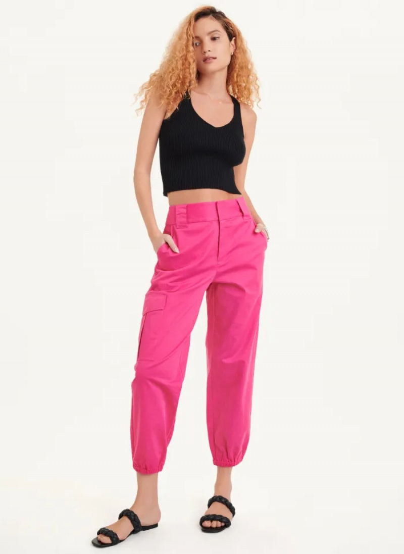 Fuchsia Women's Dkny Linen Pants | 7462ORGWY