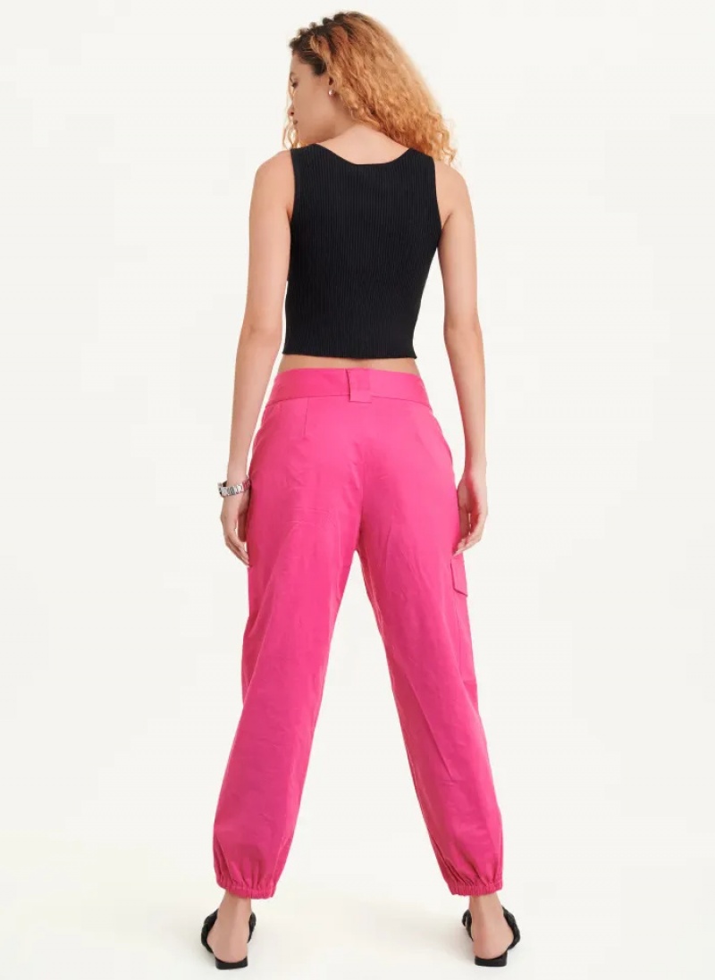 Fuchsia Women's Dkny Linen Pants | 7462ORGWY