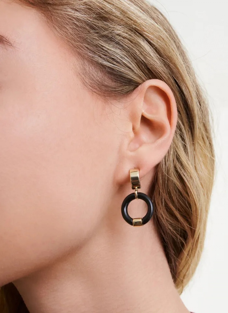 Gold Accessories Dkny Circle Drop Earrings | 9345ABVPW