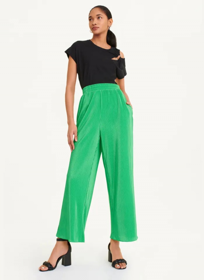 Green Women's Dkny High Waisted Pleated Flare Pants | 8359HCURW