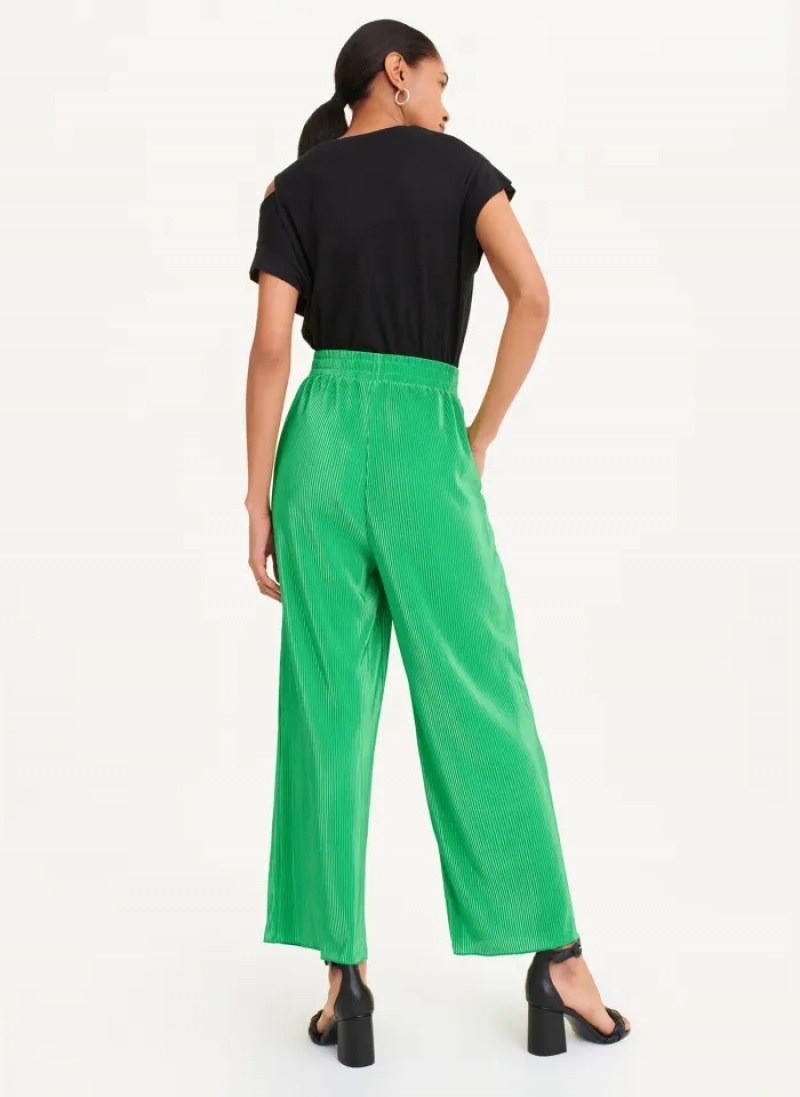 Green Women's Dkny High Waisted Pleated Flare Pants | 8359HCURW