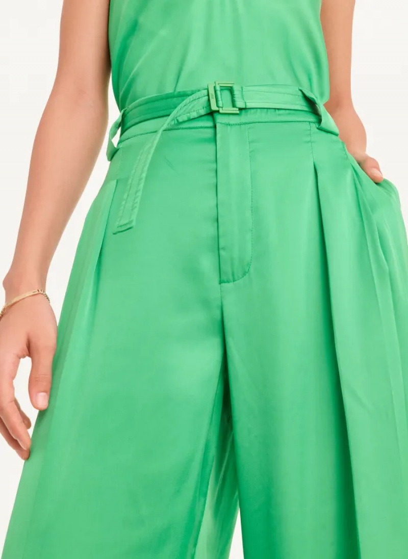 Green Women's Dkny Wide Leg Pants | 6941CTKLI